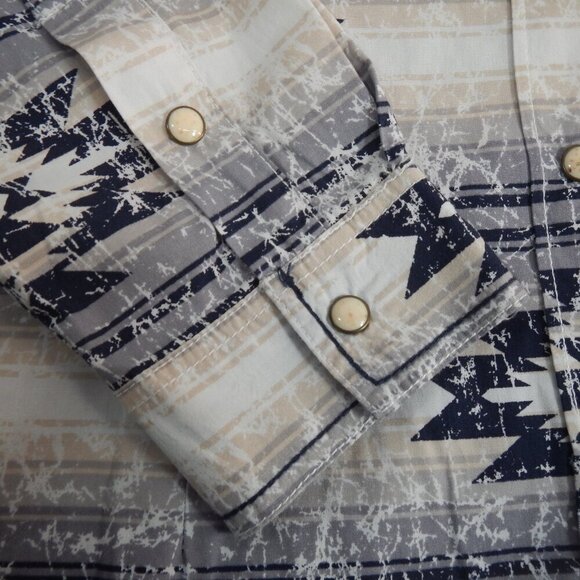 Panhandle Rough Stock Western Pearl Snap Southwestern Western Aztec Shirt Large - Picture 4 of 11